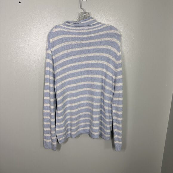 J Crew M Cozy Rollneck Pullover Sweater Stripe Knit Blue White Boxy Slouch BJ855 - Picture 4 of 4